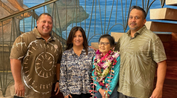 Rae Shiraki, longtime Librarian Archivist for ILWU Local 142, in the union library and archives in Hawaiʻi.