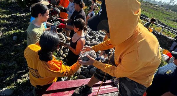 ILWU Local 142 Maui Division members participate in a mālama ʻāina work day restoring the historic Waiheʻe fishpond and wetlands.
